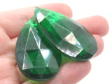 2 28mm Faceted Briolette Teardrop Clear Green Plastic Pendants Vintage West Germany Beads to String Jewelry Making Beading Supplies