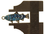 27mm Blue Flower and Swirl Design Fish Pendant Silver Tone Metal Alloy Charm Jewelry Making Beading Supplies