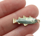 27mm Gray Scale Natural Fish Pendant Silver Tone Metal Alloy Charm Jewelry Making Beading Supplies