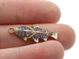 27mm Rainbow Stripes with a Star Design Fish Pendant Silver Tone Metal Alloy Charm Jewelry Making Beading Supplies