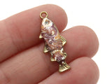 27mm Pink Purple and White Swirl Fish Pendant Silver Tone Metal Alloy Charm Jewelry Making Beading Supplies