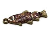 27mm Pink Purple and White Swirl Fish Pendant Silver Tone Metal Alloy Charm Jewelry Making Beading Supplies