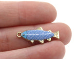 27mm Blue Scale Design Fish Pendant Silver Tone Metal Alloy Charm Jewelry Making Beading Supplies
