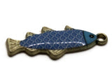 27mm Blue Scale Design Fish Pendant Silver Tone Metal Alloy Charm Jewelry Making Beading Supplies