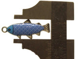 27mm Blue Scale Design Fish Pendant Silver Tone Metal Alloy Charm Jewelry Making Beading Supplies