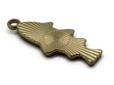 27mm Blue and Brown Striped Fish Pendant Silver Tone Metal Alloy Charm Jewelry Making Beading Supplies