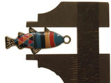 27mm Multi-Color Striped Fish Pendant Silver Tone Metal Alloy Charm Jewelry Making Beading Supplies