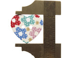 14 24mm Mixed Multi Color Floral Wooden Heart Buttons with White Background Two Hole Buttons