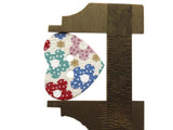 14 24mm Mixed Multi Color Floral Wooden Heart Buttons with White Background Two Hole Buttons