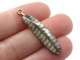 38mm Grey and Black Patterned Feather Pendant Silver Tone Metal Alloy Charm Jewelry Making Beading Supplies