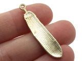 38mm Grey and Black Patterned Feather Pendant Silver Tone Metal Alloy Charm Jewelry Making Beading Supplies