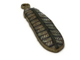 38mm Grey and Black Patterned Feather Pendant Silver Tone Metal Alloy Charm Jewelry Making Beading Supplies