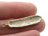 38mm Blue and Green Patterned Feather Pendant Silver Tone Metal Alloy Charm Jewelry Making Beading Supplies
