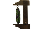 38mm Green and Purple Patterned Feather Pendant Silver Tone Metal Alloy Charm Jewelry Making Beading Supplies