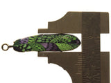 38mm Green and Purple Patterned Feather Pendant Silver Tone Metal Alloy Charm Jewelry Making Beading Supplies
