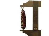 38mm Red Black and White Patterned Feather Pendant Silver Tone Metal Alloy Charm Jewelry Making Beading Supplies