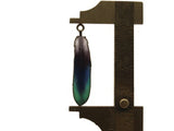 38mm Blue and Green Patterned Feather Pendant Silver Tone Metal Alloy Charm Jewelry Making Beading Supplies