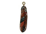 38mm Red and Blue Patterned Feather Pendant Silver Tone Metal Alloy Charm Jewelry Making Beading Supplies