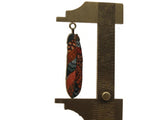 38mm Red and Blue Patterned Feather Pendant Silver Tone Metal Alloy Charm Jewelry Making Beading Supplies