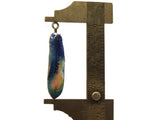 38mm Blue and Orange Patterned Feather Pendant Silver Tone Metal Alloy Charm Jewelry Making Beading Supplies