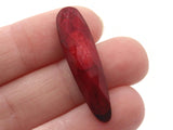 6 36mm Red and Black Faceted Marquis Oval Vintage Lucite Plastic Flat Back Cabochons Mosaic Supplies Jewelry Making