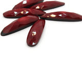 6 36mm Red and Black Faceted Marquis Oval Vintage Lucite Plastic Flat Back Cabochons Mosaic Supplies Jewelry Making