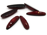 6 36mm Red and Black Faceted Marquis Oval Vintage Lucite Plastic Flat Back Cabochons Mosaic Supplies Jewelry Making