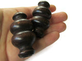 51mm Dark Brown Wood Beads Large Beads Decorative Beads Tube Beads Vintage Beads Giant Wooden Beads Fan Pull Big Hole Fancy Macrame Beads