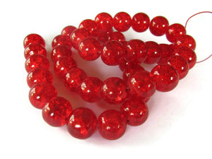 Red Crackle Glass Beads Full Strand 10mm Round Beads Cracked Glass Beads Jewelry Making Beading Supplies