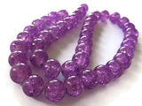 Purple Glass Beads Crackle Glass Beads 10mm Round Beads Full Strand Beads Smooth Round Beads Cracked Glass Beads Jewelry Making Smileyboy