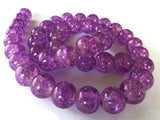 Purple Glass Beads Crackle Glass Beads 10mm Round Beads Full Strand Beads Smooth Round Beads Cracked Glass Beads Jewelry Making Smileyboy