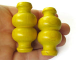 50mm Yellow Wood Beads Large Fancy Tube Vintage Beads Wooden Beads Macrame Beads Giant Beads Jewelry Making Beading Supplies