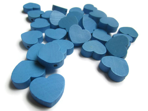 19mm Blue Heart Beads Blue Wooden Beads Loose Beads Wood Beads Loose Beads Large Beads Jewelry Making Beading Supplies Top Drilled Beads