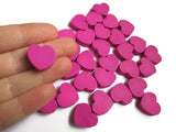 19mm Purple Heart Beads Purple Wooden Beads Loose Beads Flat Heart Beads Jewelry Making Beading Supplies Large Beads Top Drilled Beads