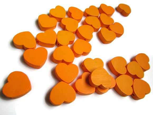 19mm Orange Heart Beads Wooden Beads Loose Beads Top Drilled Beads Flat Heart Beads Jewelry Making Beading Supplies Large Beads