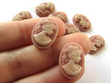 18mm x 13mm Dusty Rose Cameo Cabochons Resin Greek Cameo Womans Face Cameo Cabs 18mm x 13mm