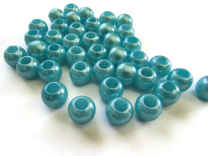12mm Large Hole Pearls Sky Blue Pearl Beads European Beads Plastic Pearl Beads Round Pearl Beads Plastic Beads Acrylic Beads