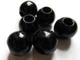 21mm x 19mm Black Beads Round Wood Beads Vintage Beads Wooden Beads Large Hole Beads Loose Beads New Old Stock Beads Macrame Beads