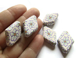 27mm Flower Rhombus Beads Polymer Clay Beads Diamond Beads Patterned Beads Loose Beads Large Beads Jewelry Making Beading Supplies Smileyboy