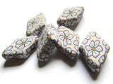 27mm Flower Rhombus Beads Polymer Clay Beads Diamond Beads Patterned Beads Loose Beads Large Beads Jewelry Making Beading Supplies Smileyboy