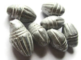 Silver Oval Beads Clay Beads 2 Sizes Ceramic Striped Beads Loose Grey Beads Gray Beads Jewelry Making Beading Supplies Vintage Beads