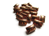 20 14mm Vintage Red Copper Faceted Rectangle Beads Copper Plated Plastic Beads