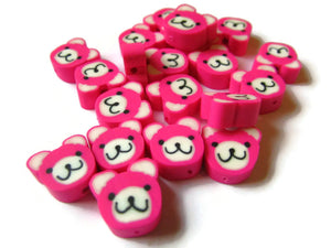 Pink Bear Heads Animal Head Beads Polymer Clay Beads Kawaii Beads Jewelry Making MIniature Animal Kawaii Beads Zoo Beads Beading Supplies