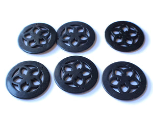 50mm Black Flower Acrylic Pendants Large Drop Beads Filigree Flower Charms Plastic Charms Chunky Flat Disc Pendants Jewelry Making