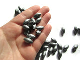 15mm Grey Rice Beads Silver Beads Plastic Beads Acrylic Beads Jewelry Making Beading Supplies Loose Beads 15x8mm Vintage Bead Made in USA