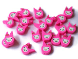 20 Bright Pink Rabbit Beads Bunny Heads Miniature Animal Beads Polymer Clay Beads Jewelry Making Cute Beads Kawaii Beads Beading Supplies