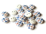 13mm Two Hole Buttons Blue Buttons Tartan Plaid Buttons Round Buttons Wooden Buttons Wood Buttons Jewelry Making Sewing Supplies