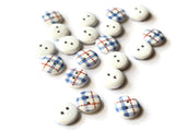 13mm Two Hole Buttons Blue Buttons Tartan Plaid Buttons Round Buttons Wooden Buttons Wood Buttons Jewelry Making Sewing Supplies