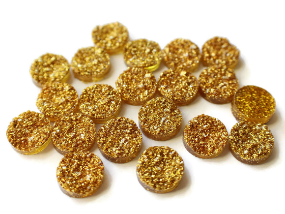 Golden Glitter Druzy Cabochons Yellow Glitter Faux Druzy Cabochons 12mm Round Cabochons Resin Cabochons Druze Cabochons Drusy Cabochons