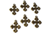 20mm Cross Antique Bronze Zinc Alloy Fleur De Lis Cross Pendant Christian Charm Religious Charm Easter Charm Good Friday Charm Smileyboy